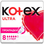 kotex Прокладки гигиенические  Ultra Dry&Soft Super 8шт